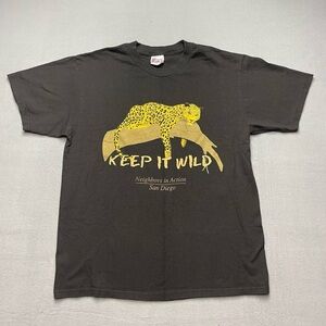 Vtg 90s San Diego Leopard Nature T-Shirt Keep It Wild Animal Graphic Tee Large